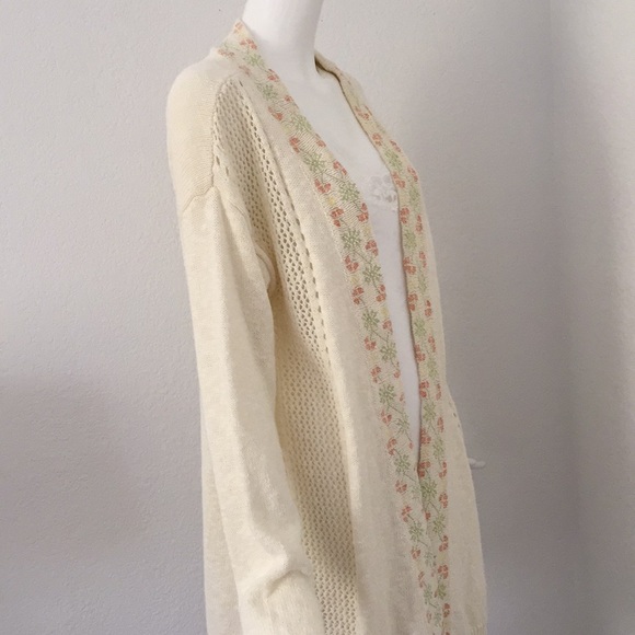Sundance ivory embroidered open front cardigan - Picture 3 of 8